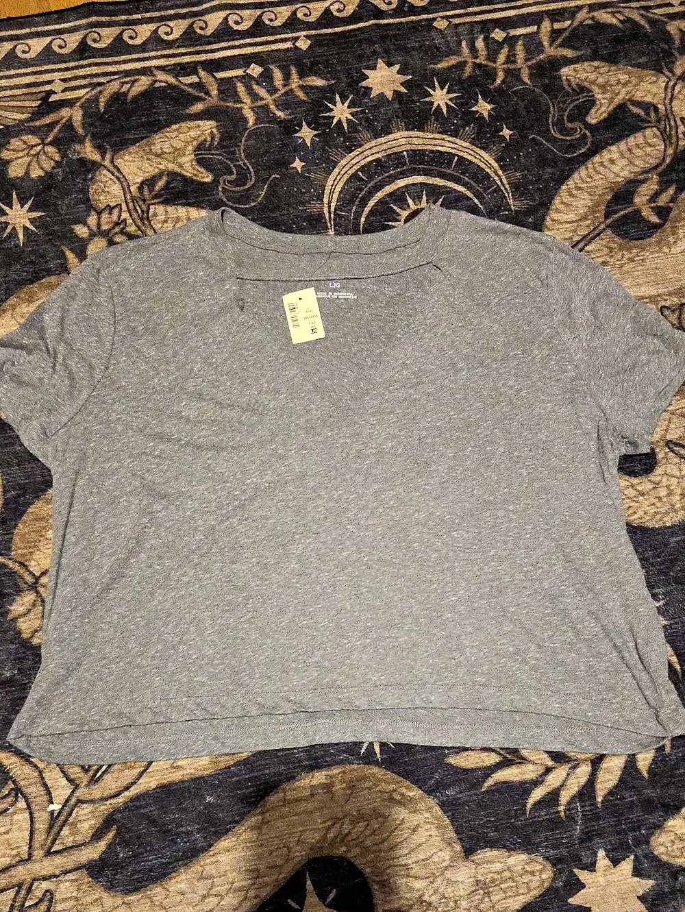 Aeropostale Heathered Choker-Neck Tee Short Sleeve Tee in Gray Large NWT